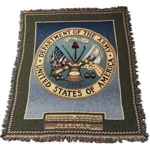 US Army Throw Blanket Wall Tapestry 50"x29" Mohawk Made in USA Military American